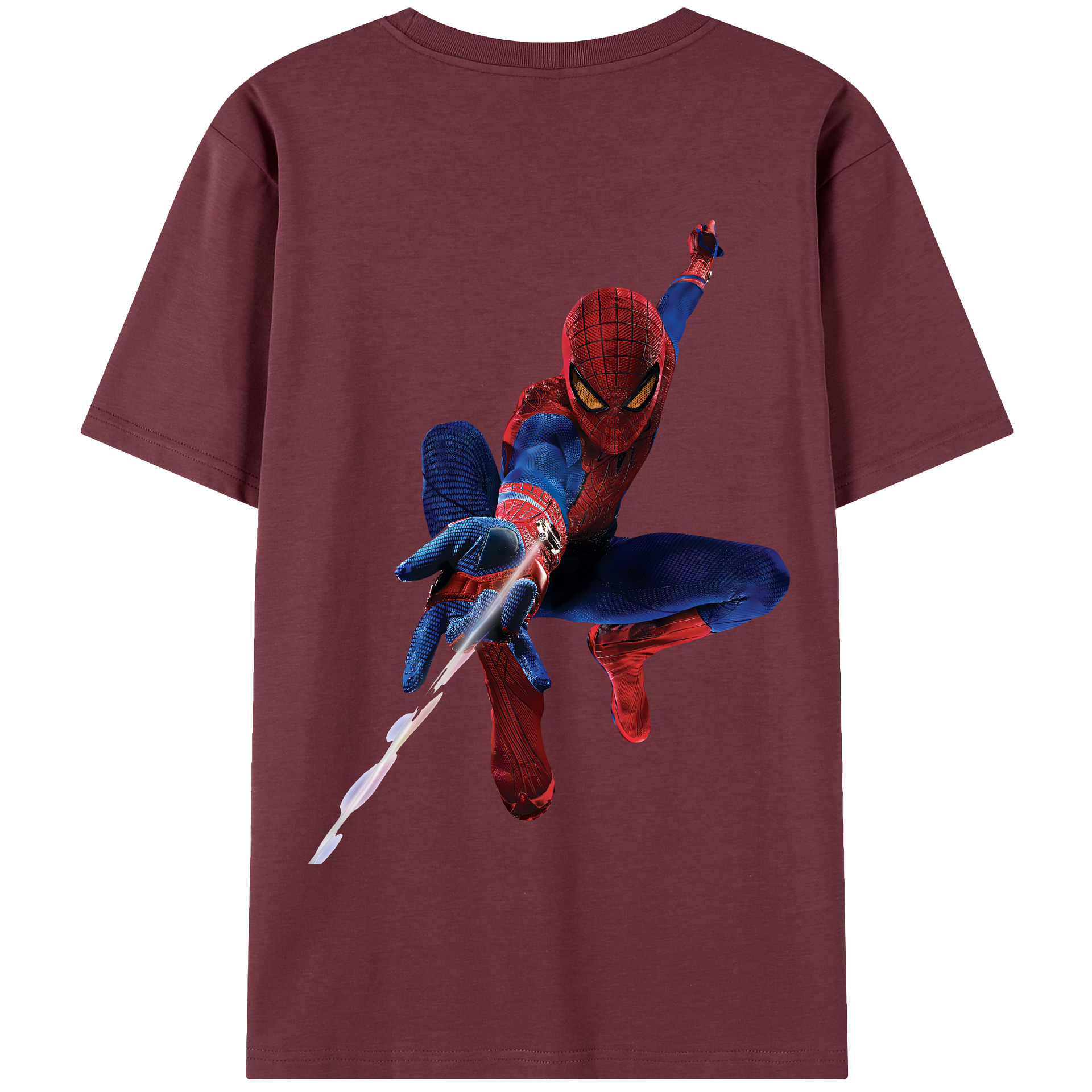 （画像用） Spider Man スパイダーマン 綿100％半袖Tシャツ（背面プリント）